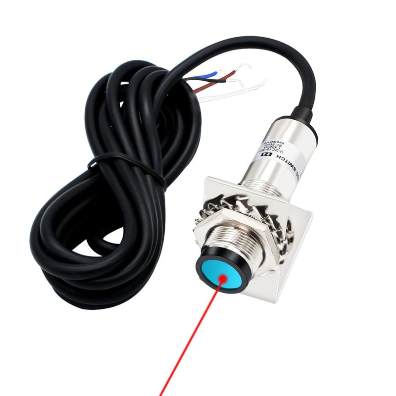 LCLCTC Sensor Laser photoelectric Switch NPN NO + NC Input(10-30VDC), 4 Wires; Detection Distance 8-50cm; HG18-D50N3, 12V; 24V Normally Open and Normally Closed Photoelectric Beam Sensor (NPN, NO+NC) - Image 1